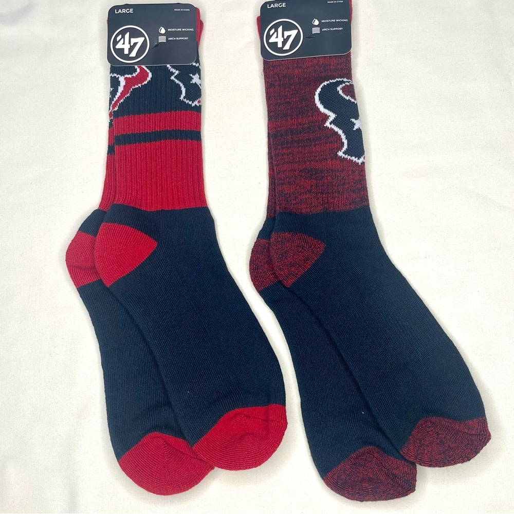 2 Pairs of NFL Houston Texans athletic crew socks